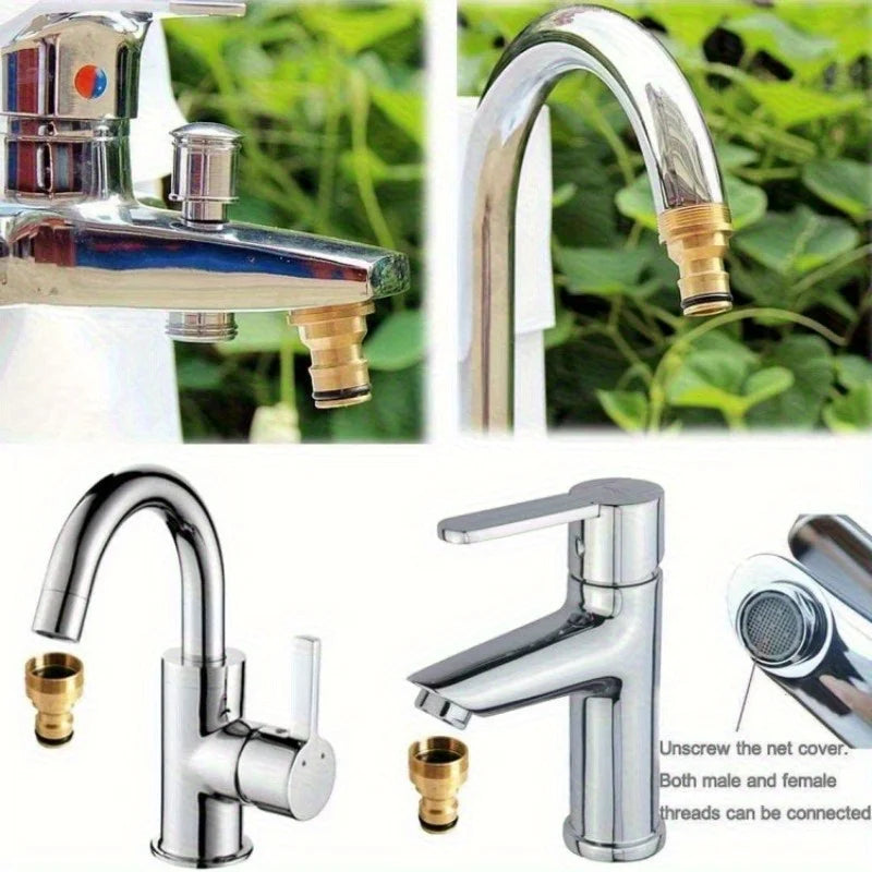 Brass Faucet Thread Connector & Garden Hose Adapter 1-2 Pack Hose Pipe Connector Nixie