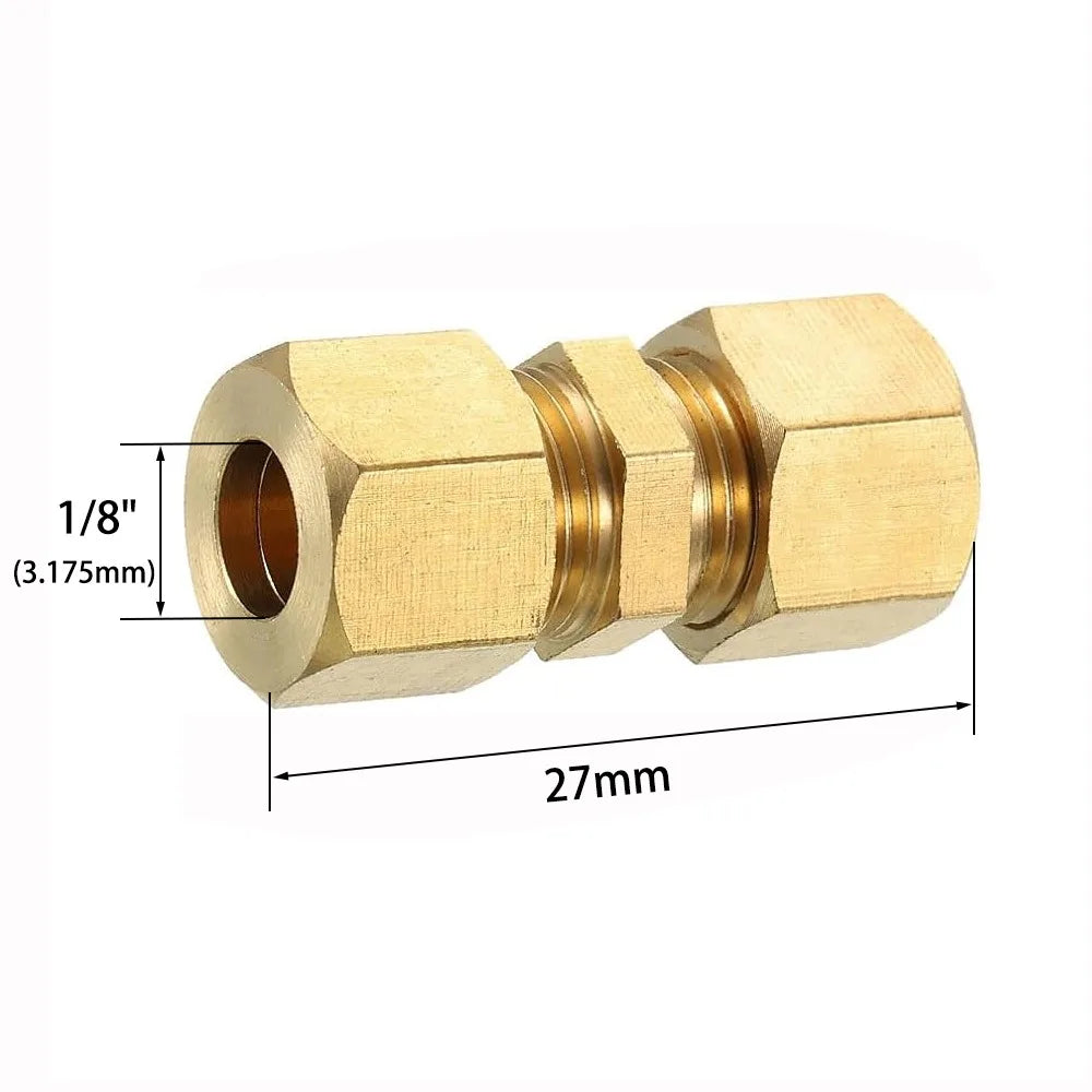 Brass Compression Union Straight Coupling – 4–16mm & Imperial Compression Pipe Fitting Nixie 1-8-