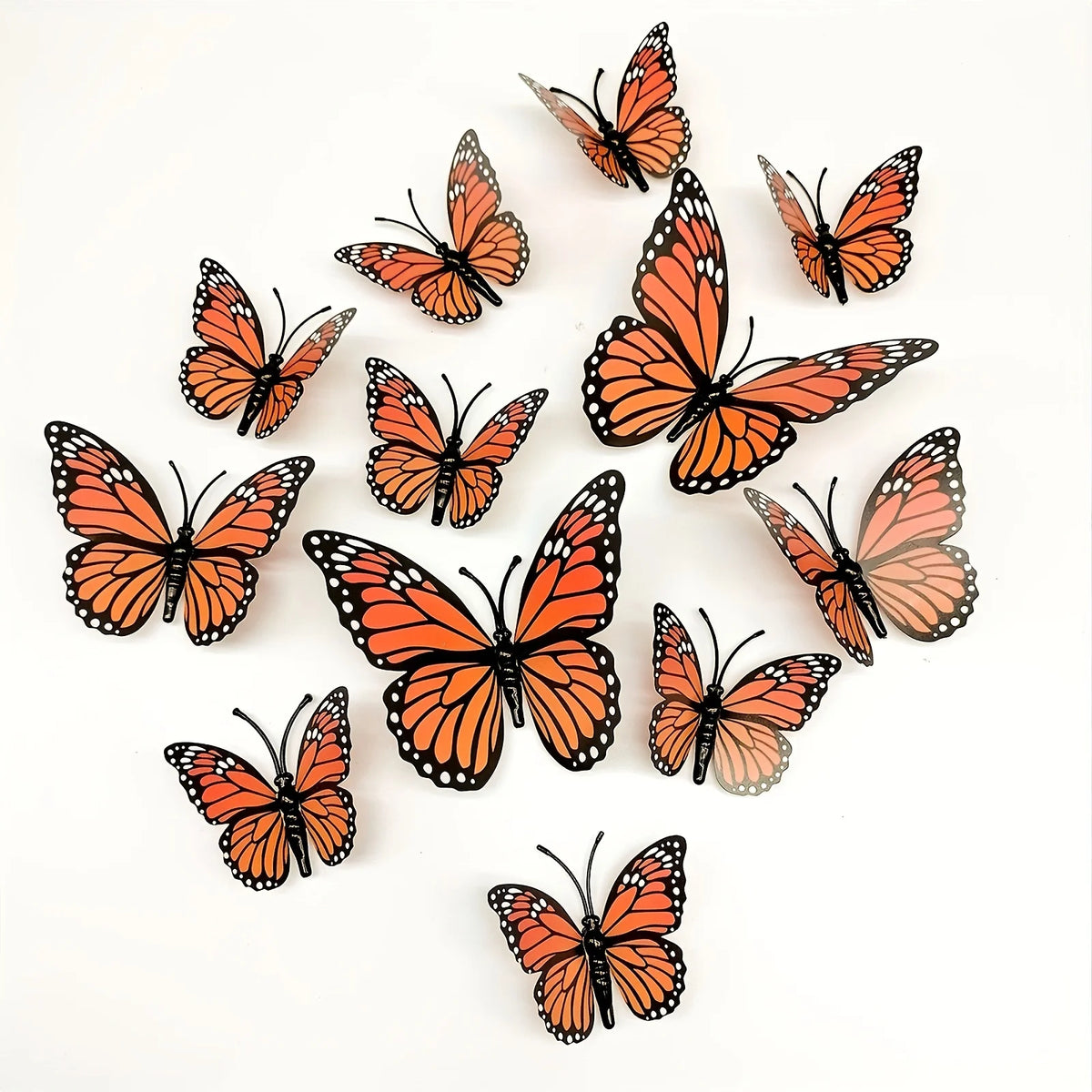 12pcs 3D Monarch Butterfly Wall Decals – PVC Home & Party Decor Wall Decals Nixie black