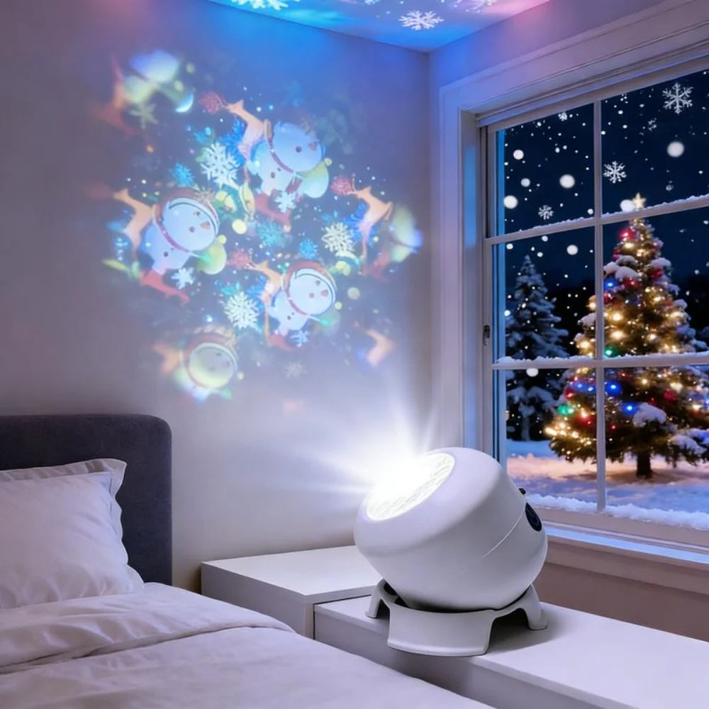 USB Rotating Ocean & Snowflake LED Projection Night Light Lamp