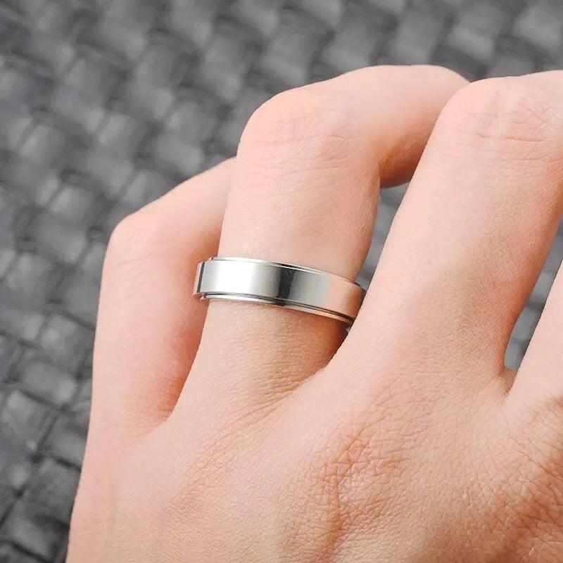 6mm Stainless Steel Spinner Ring for Men & Women | Sizes 6-10 Spinner Ring Nixie