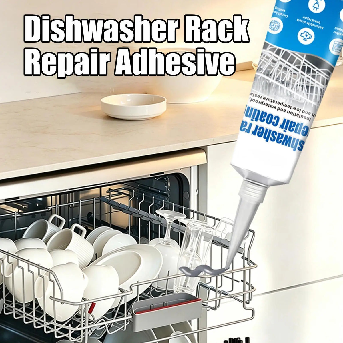 Dishwasher Rack Repair Kit 50ml Anti-Rust Coating Glue & Scraper Rack Repair Kit Nixie