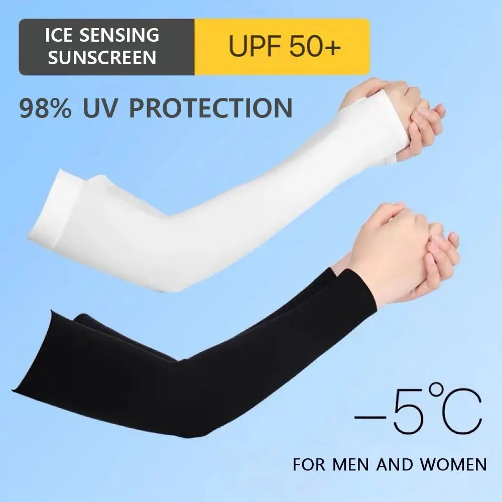 2-Pair UV Protection Ice Silk Arm Sleeves – Fingerless, Cooling UV Arm Sleeves Nixie