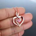 Rose Gold Heart Pendant Necklace – Pink Crystal & Opal Pendant Necklace Nixie Light Yellow Gold Color