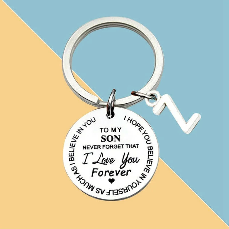 Son & Daughter U-Z Letter Keychain | Stainless Steel Gift Letter Keychain Nixie N daughter