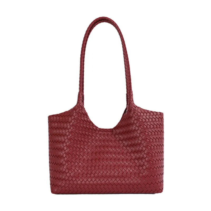 Maillard Retro Woven Shoulder Bag – Large Capacity Women's Tote Women's Shoulder Bag Nixie red