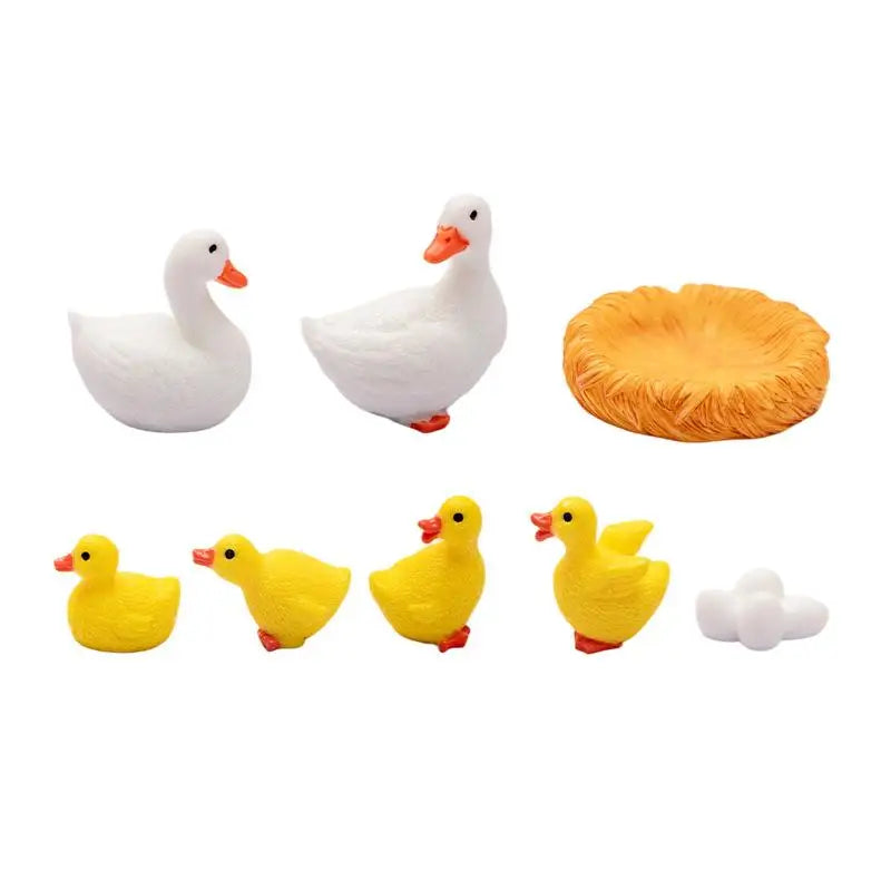 5Pcs Mini Duck Figurines Fairy Garden Micro Landscape Decor Mini Garden Figurines Nixie