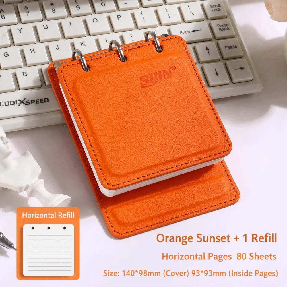 A7 PU Leather Pocket Notebook 3-Ring Binder Travel Journal