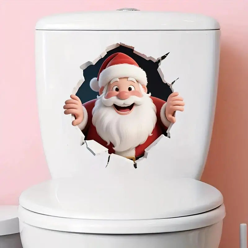 Christmas Santa Break-Through Window Decal PVC Sticker Xmas Decor Window Decal Sticker Nixie
