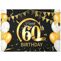 Black Gold Happy Birthday Banner 30th 40th 50th 60th Party Party Banner Nixie 60th
