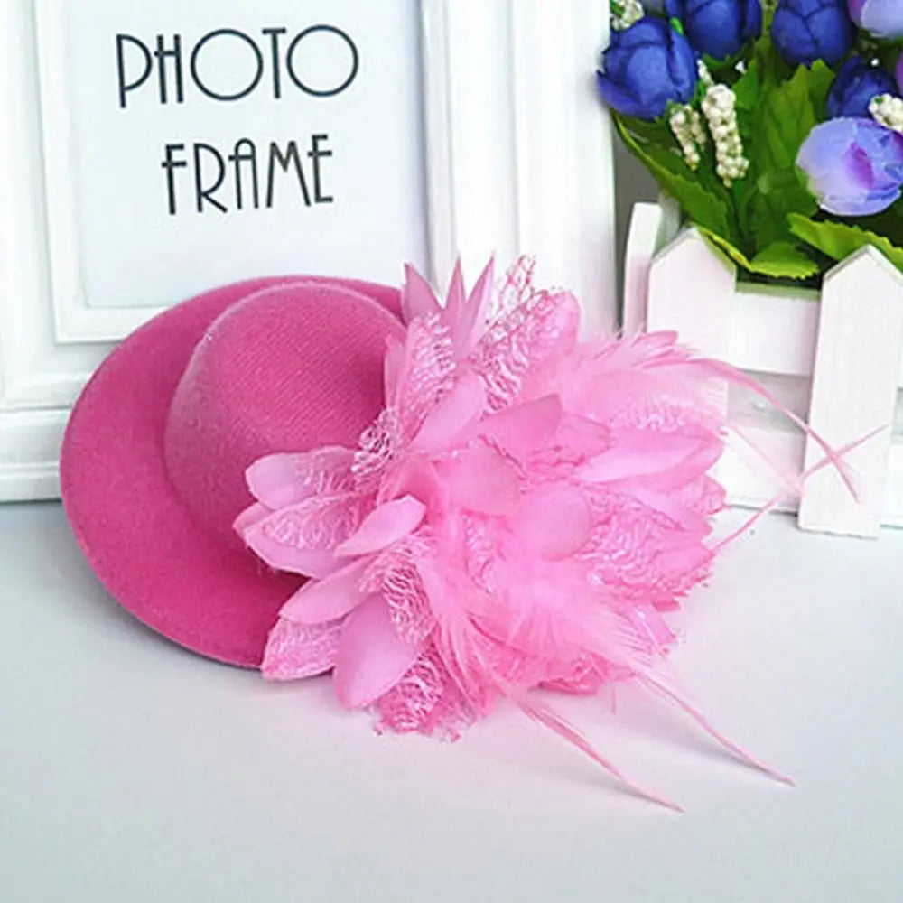 Kids Fascinator Hat 13cm Feather Flower Pillbox Hair Clip