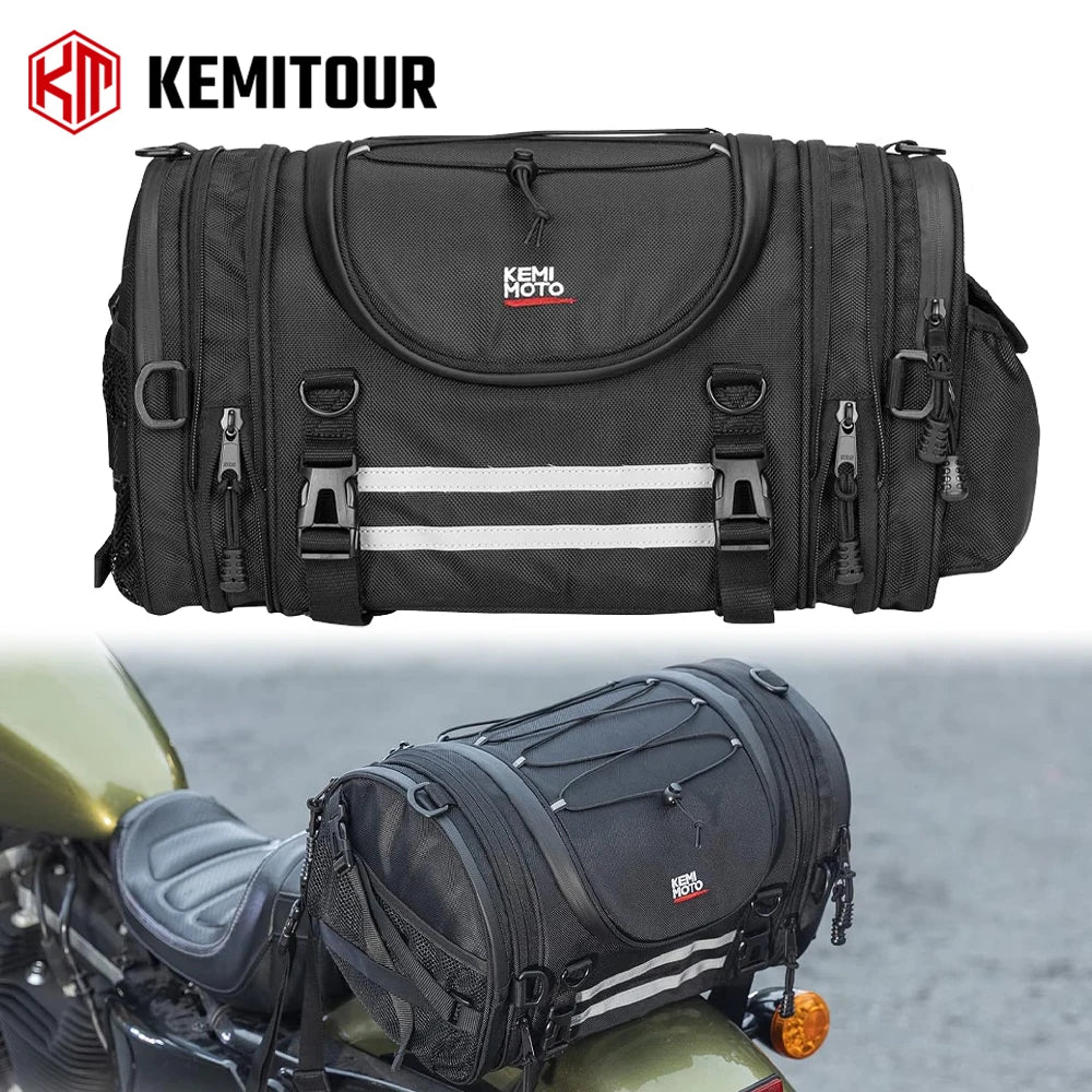 KEMITOUR 18-20L Expandable Motorcycle Sissy Bar Tail Bag Motorcycle Tail Bag Nixie