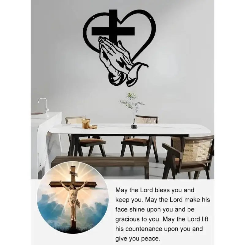 Prayer Hands Cross Heart Wall Art – Religious Home Decor Religious Wall Art Nixie