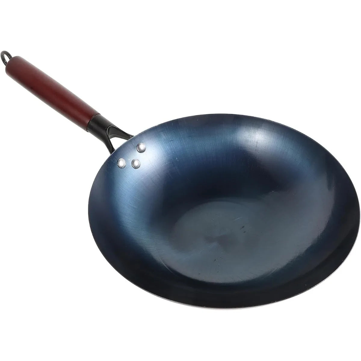 FEB.WIND 30cm Hand-Forged Iron Wok – Uncoated, Wooden Handle