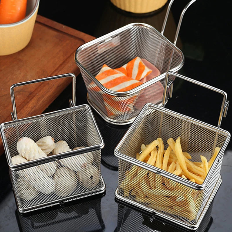 304 Stainless Steel Frying Basket & Mesh Colander Strainer Mesh Colander Strainer Nixie
