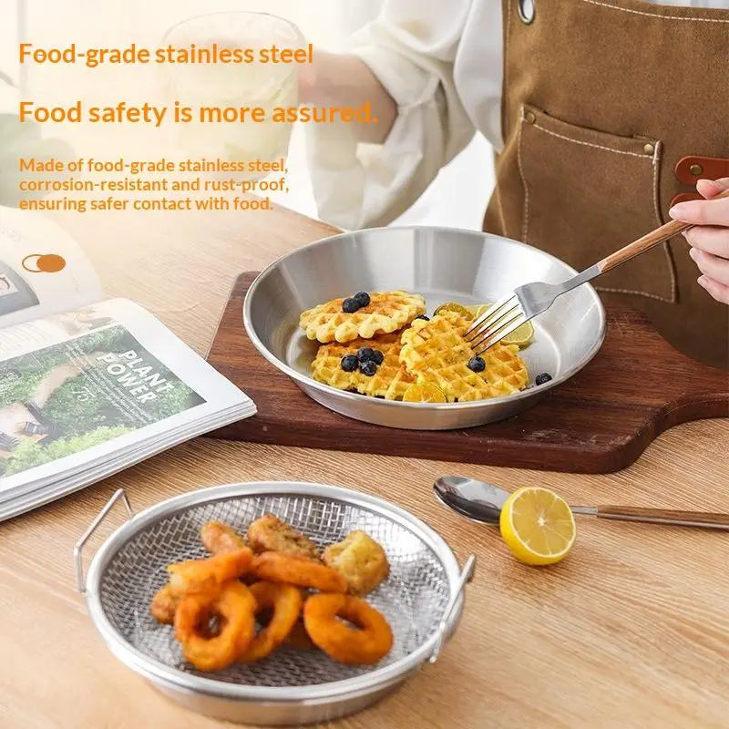 Stainless Steel Oil Filter Tray & Frying Mesh Basket Kitchen Strainer Basket Nixie