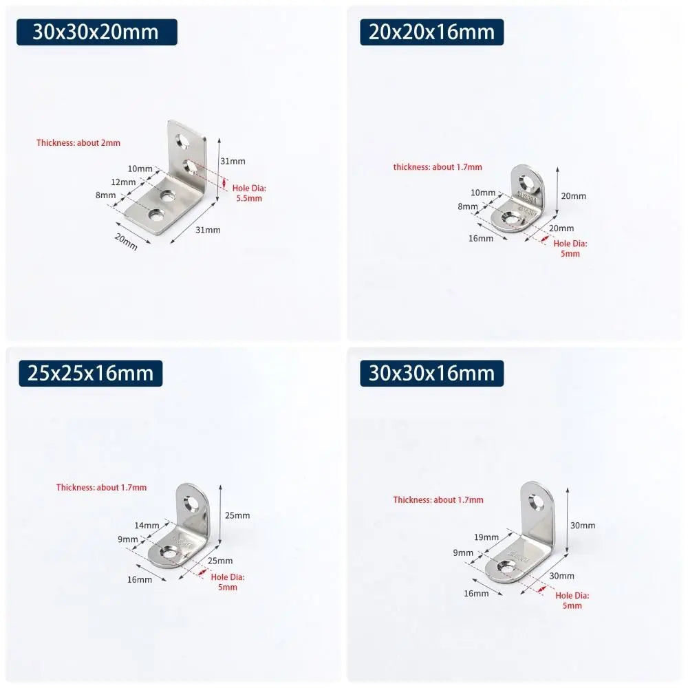 SUS304 Stainless Steel 90° Corner Brace Bracket Furniture