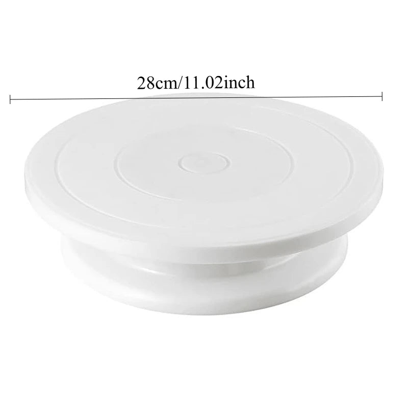 360° Cake Turntable Set – Scraper, Nozzles & Decorating Tools Cake Decorating Set Nixie WHITE