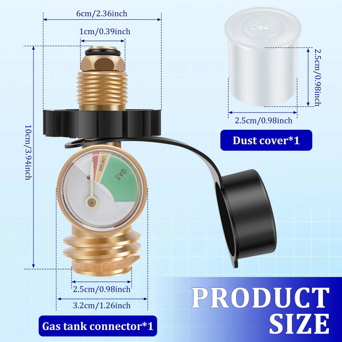 Adjustable Propane Regulator Hose with Gauge – 5FT Braided Propane Regulator Hose Nixie Only connectors