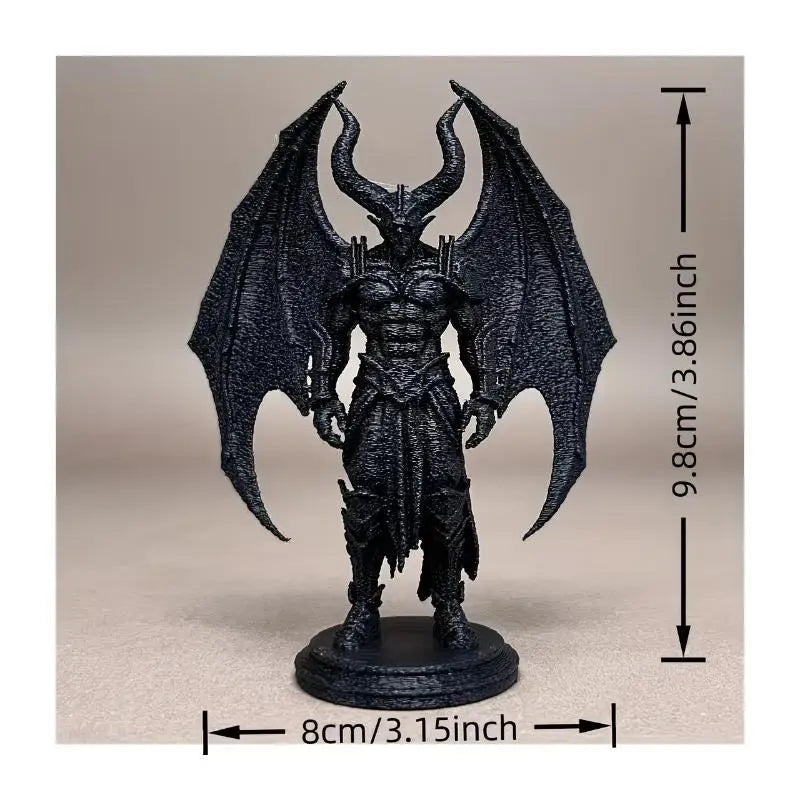3D Printed Demon Warrior Figurine | Gothic Winged Devil Statue Decorative Figurine Nixie