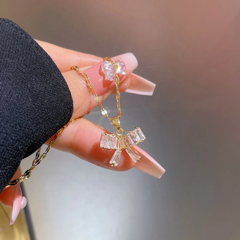 Butterfly Knot Copper Pendant Necklace | Gold Choker for Women Pendant Necklace Nixie