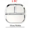 304 Stainless Steel 3-Compartment Divided Plate for Kids Divided Dinner Plate Nixie 1 PC