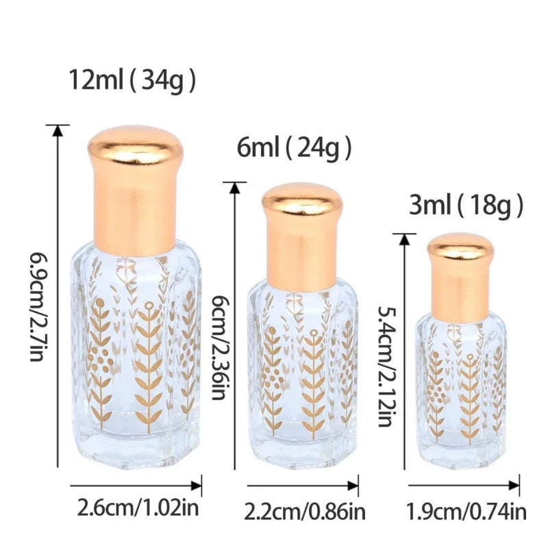 Glass Roller Bottles 3/6/12ml – Gold Wheat Essential Oil Travel