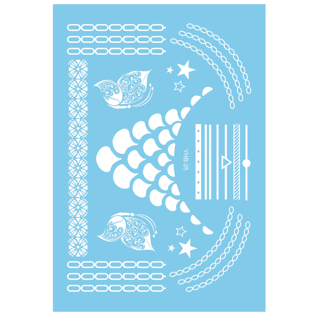 White Lace Temporary Tattoos – Moon Flower Star Body Art Temporary Tattoo Stickers Nixie 26