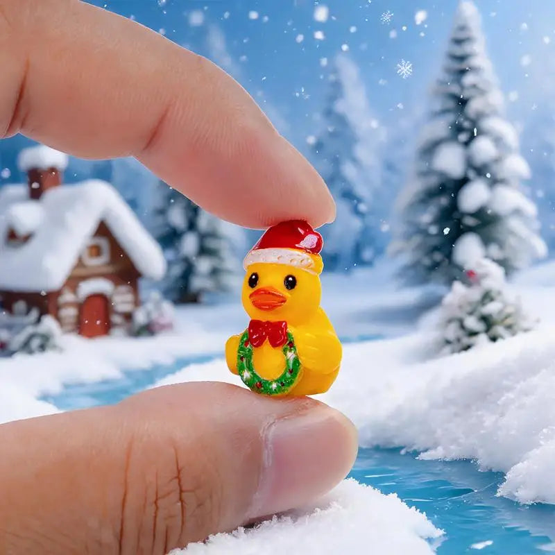 6Pcs Christmas Mini Duck Figurines – Festive Resin Ornaments Holiday Figurine Set Nixie