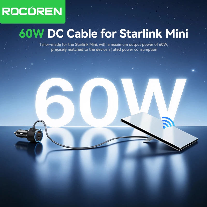 Rocoren 60W 3-Port USB-C Car Charger | PD & QC 4.0 Fast Charge USB-C Car Charger Nixie