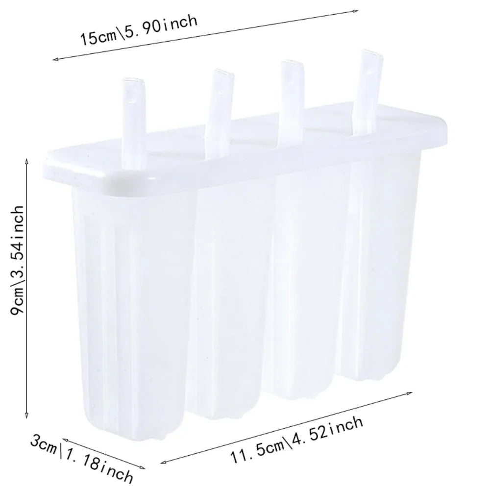 4-Cavity Silicone Popsicle Molds with Lids | Ice Pop Maker Popsicle Mold Nixie White