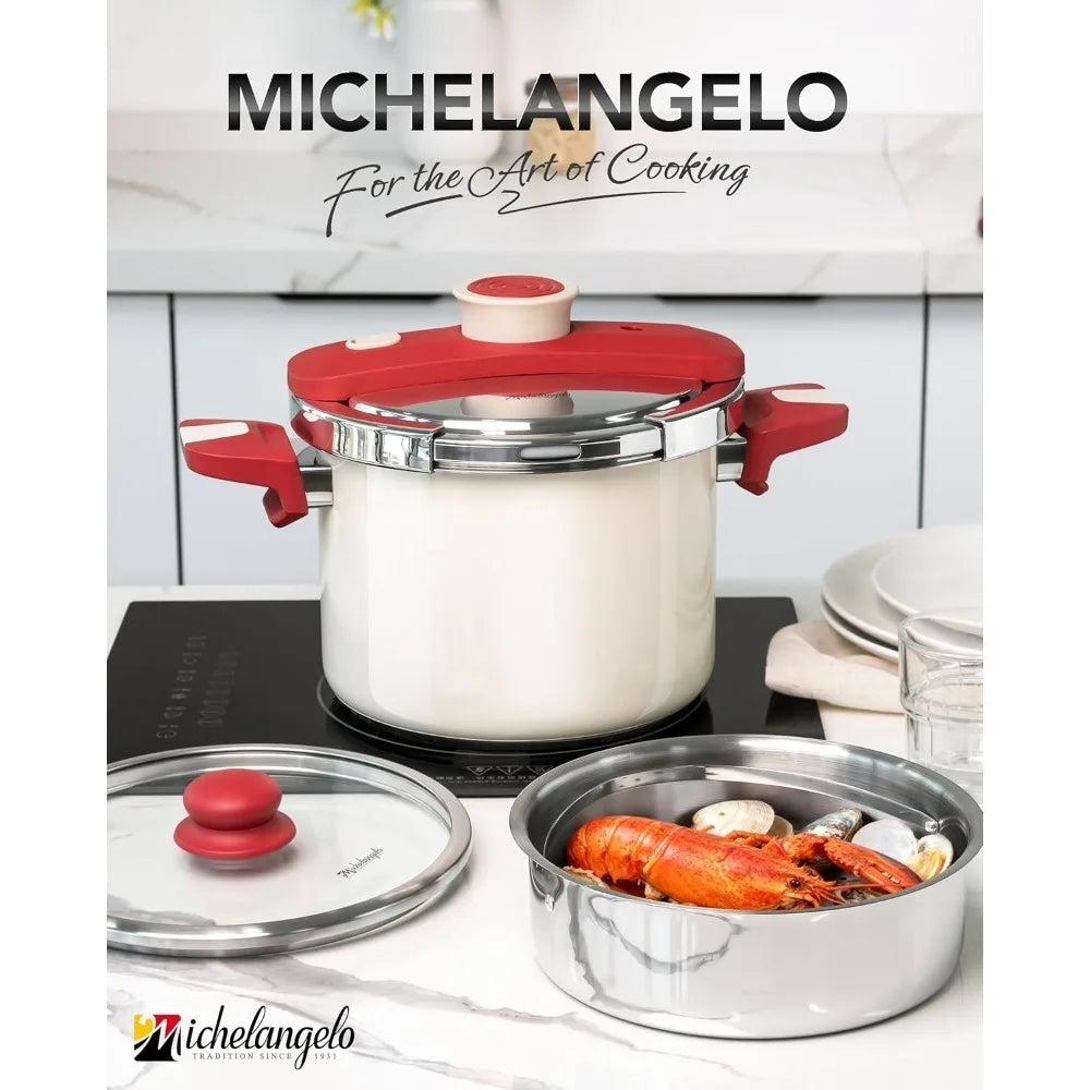 MICHELANGELO Stainless Steel Pressure Cooker 6L 8L – Induction Ready Pressure Cooker Nixie