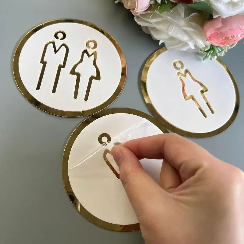 3D Acrylic Restroom Sign Self-Adhesive Men Women Bathroom Sticker Bathroom Door Sign Nixie
