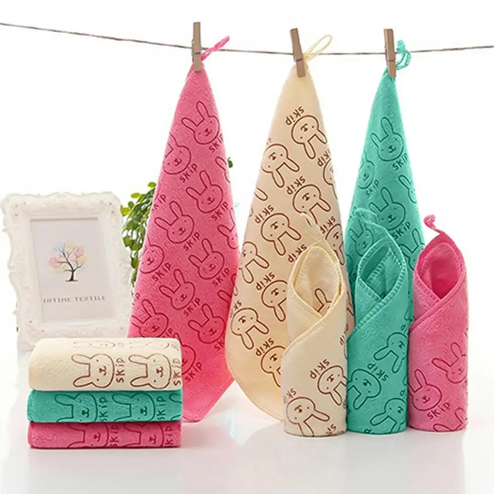 Rabbit Print Microfiber Baby Washcloth – Soft Absorbent Towel