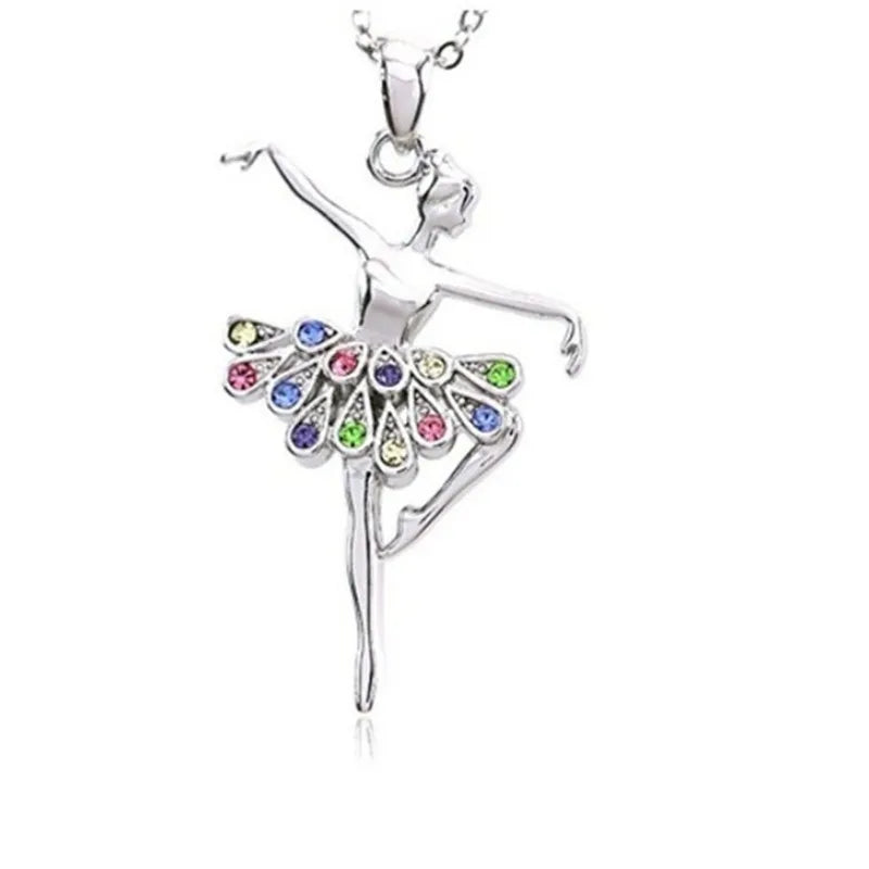 Ballet Girl Alloy Pendant Necklace – Multiple Colors Pendant Necklace Nixie MULTI