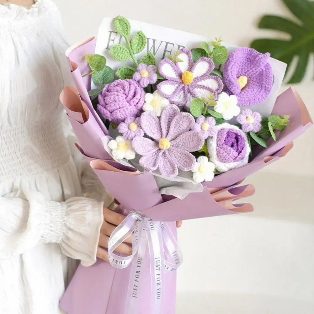 Handmade Crochet Rose Bouquet – Cotton Yarn Artificial Flowers Artificial Flower Bouquet Nixie