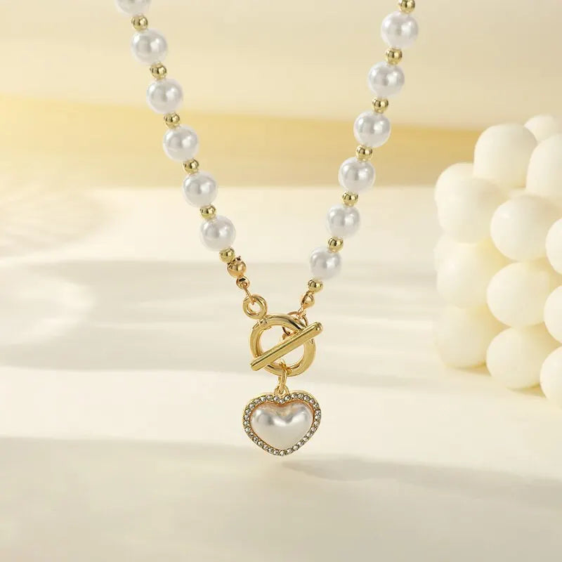 Gold Heart Diamond Collarbone Necklace for Women | 43cm Fashion Necklace Nixie