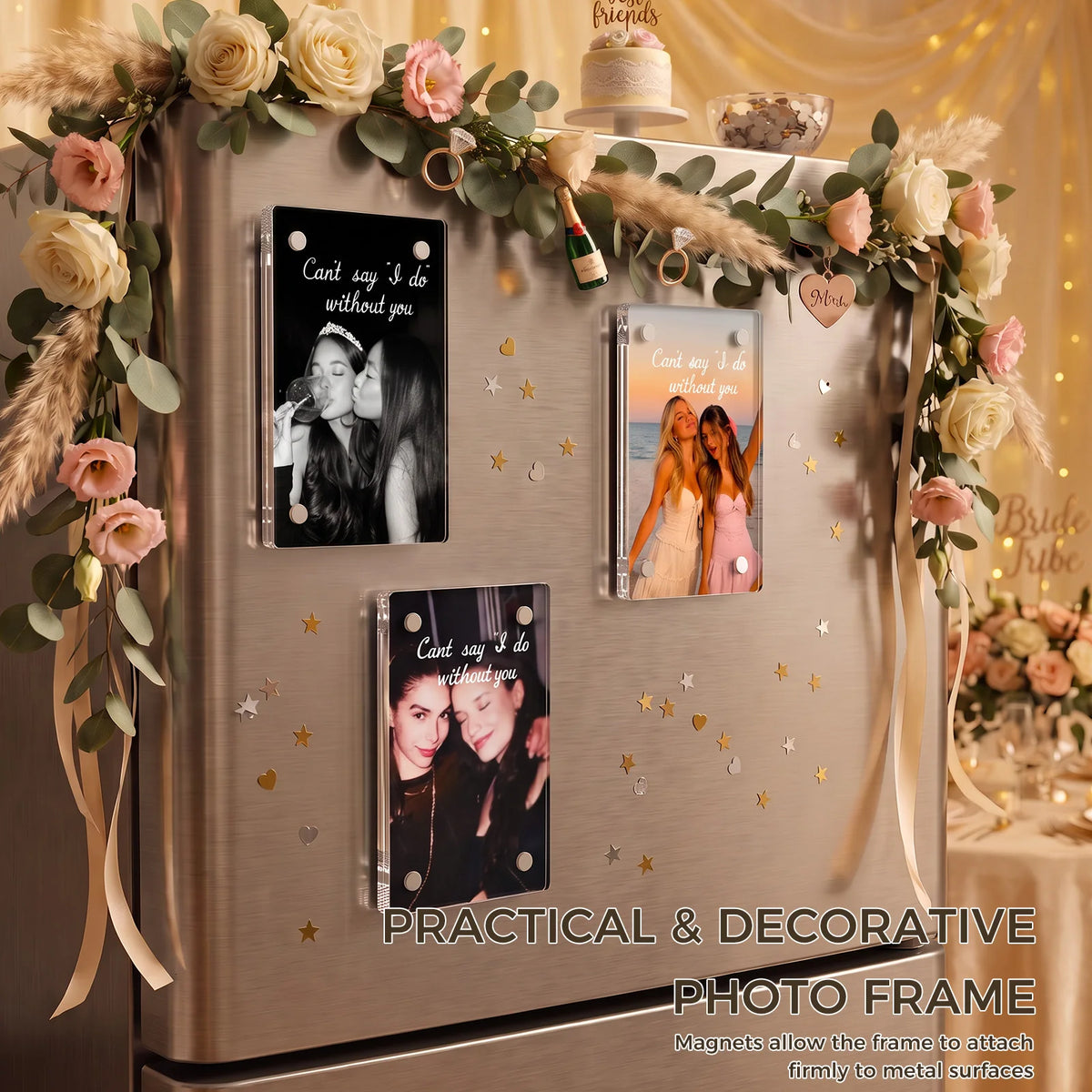 Magnetic Acrylic Photo Frames 6pc Set – Bridesmaid Wedding Gift Magnetic Photo Frame Nixie