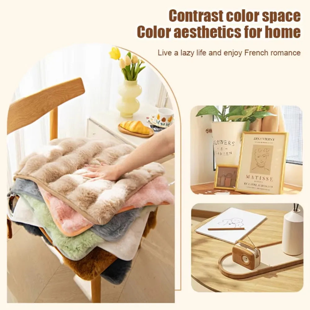 Plush Square Chair Seat Pad – Non-Slip Thickened Cotton Cushion Chair Seat Cushion Nixie