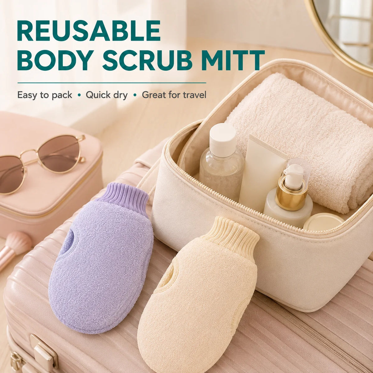 Exfoliating Body Scrub Mitt – Deep Cleansing Loofah Glove Body Scrub Mitt Nixie