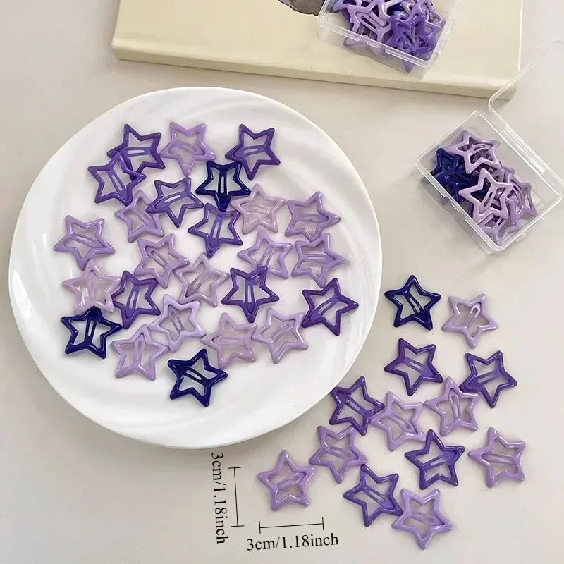 50pcs Kawaii Star Hair Clips Y2K Colorful Snap Barrettes Set Star Hair Clips Nixie