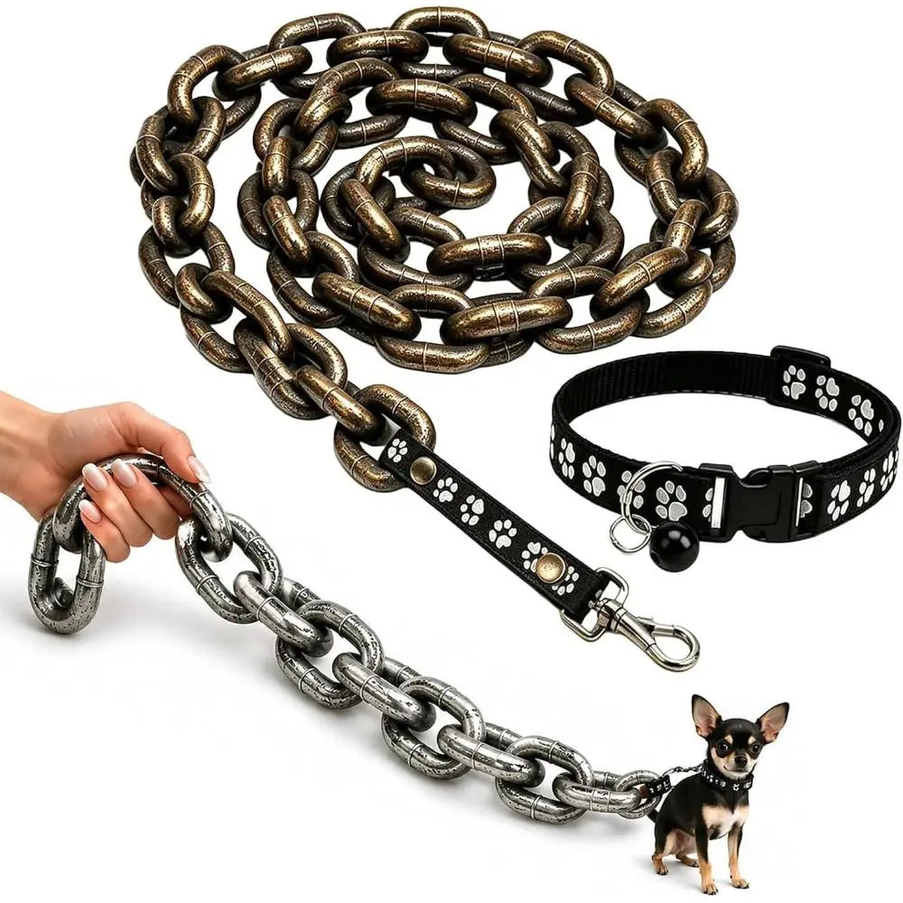 Faux Metal Chain Dog Leash | Novelty Photo Prop Pet Lead Novelty Dog Leash Nixie