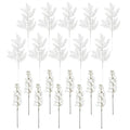 10Pcs Christmas Glitter Artificial Flower & Berry Ornaments Set Christmas Tree Ornaments Nixie White