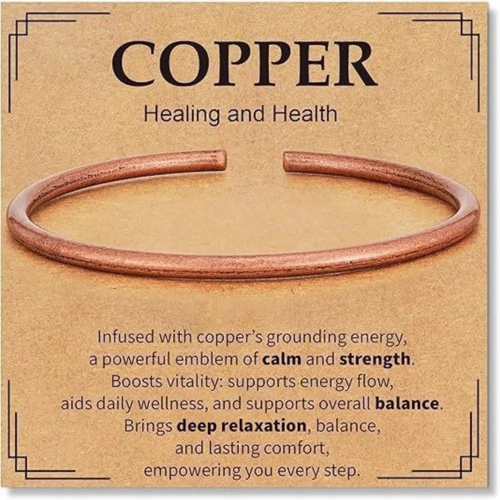 Pure Copper Adjustable Cuff Bangle Bracelet – Unisex