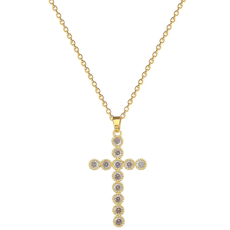 Women's Gold Cross Pendant Necklace – Minimalist Choker Pendant Necklace Nixie