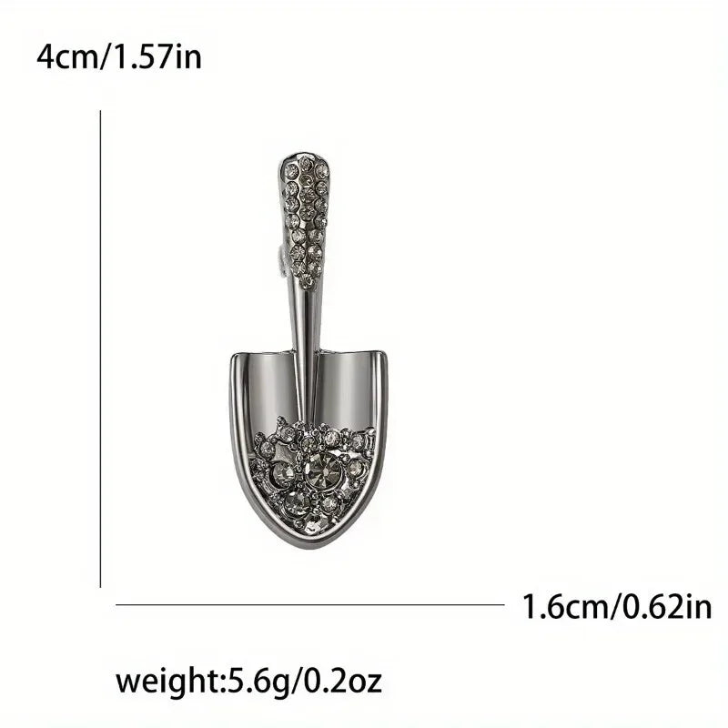 Creative Shovel Brooch Pin | Black Electroplated Zinc Alloy Fashion Brooch Pin Nixie