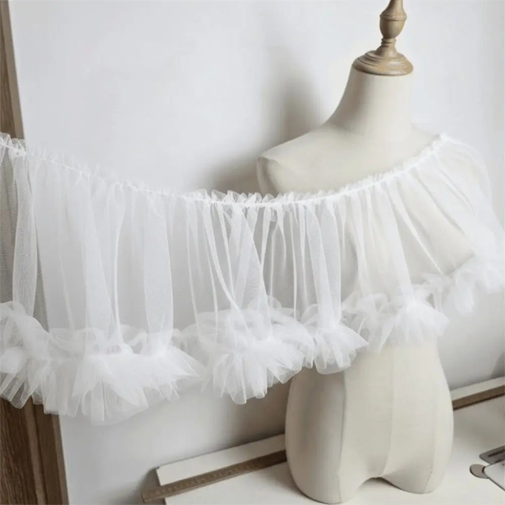 Pleated Tulle Lace Trim 15x90cm – Fluffy Mesh Ribbon for DIY Lace Fabric Trim Nixie