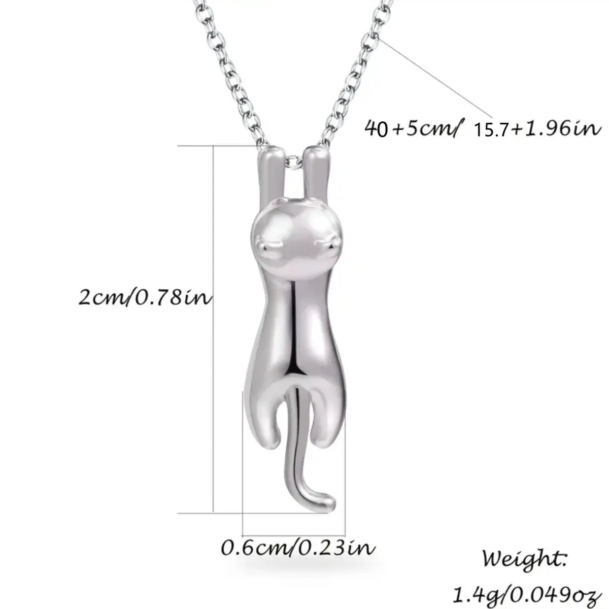 White Cat Charm Pendant Necklace – Trendy Zinc Alloy Jewelry Pendant Necklace Nixie