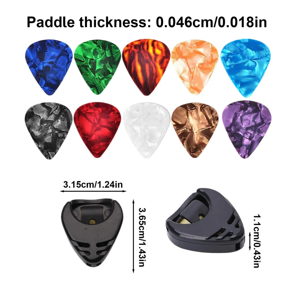 10-Piece Colorful Guitar Picks Set with Plectrum Holder