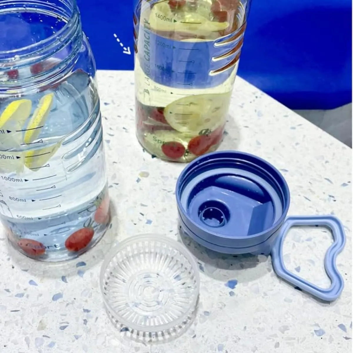FEB.WIND 1500ml BPA-Free Filtered Water Bottle with Drinking Marks Filtered Water Bottle Nixie